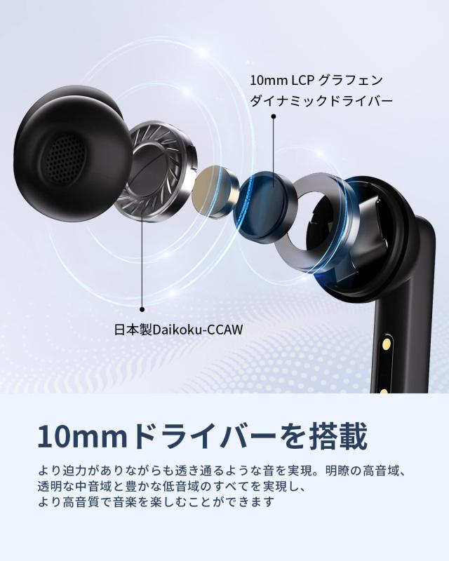 T13 A ワイヤレスイヤホン ノイズキャンセリングイヤホン Bluetooth 5.3 外音取り込みモード 風切り低減 完全ワイヤレスイヤフォン アクティブノイズキャンセリングイヤホン 4つマイク搭載 rikyu-pudding0601-10081738 利休プリン サンプル画像3