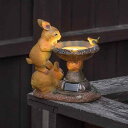 YXYOL LEDライト、ソーラーうさぎ鳥の飾り屋外アニマル置物樹脂の庭の装飾屋外ガーデンガーデンライトガーデンダブルウサギの像