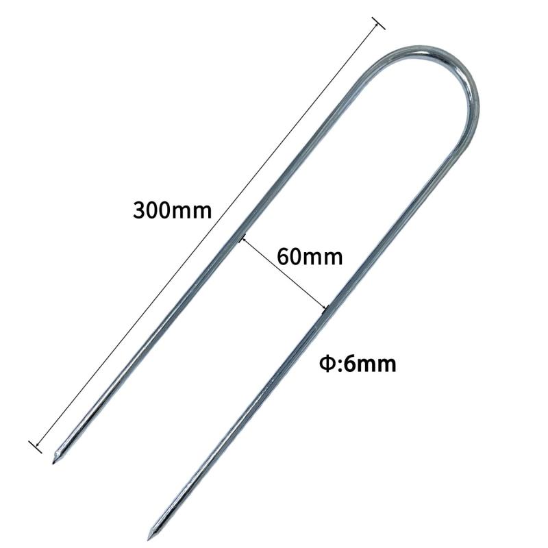 U形ペグ U字 内幅6cm 長さ30cm 直径6mm テントペグ キャンプ サッカーゴール トラ...