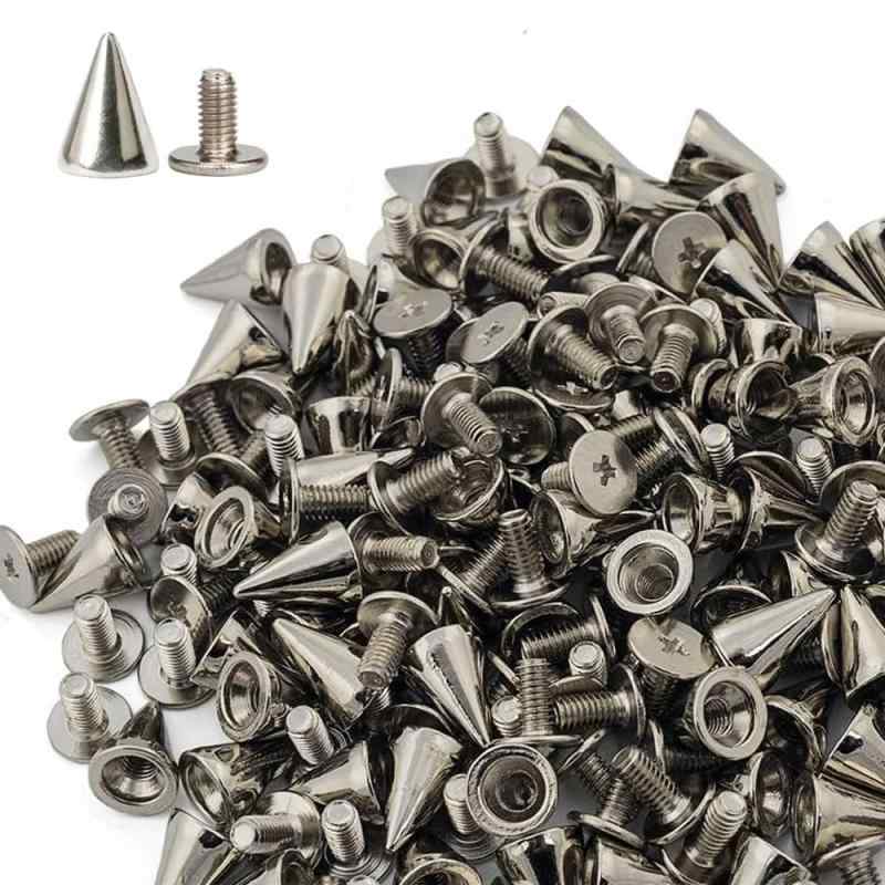 リベット 100個セット シルバー 円錐型スタッズ パンク風 手芸 服アクセサリー DIY アクセサリー 布革細工 7*10mm