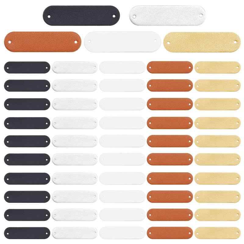 革タグ 100個 全5色 PUレザーラベル 縫製穴付き 縫製アクセサリー 帽子 衣類 縫製用ラベル 服 クラフト 装飾 DIY 手作り 手芸 15x12mm