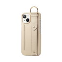 エレコム iPhone15 ケース &me レザー オープンタイプ バンド付き ベルト付き カードポケット付き スタンド機能 グレージュ PM-A23APLOILGB
