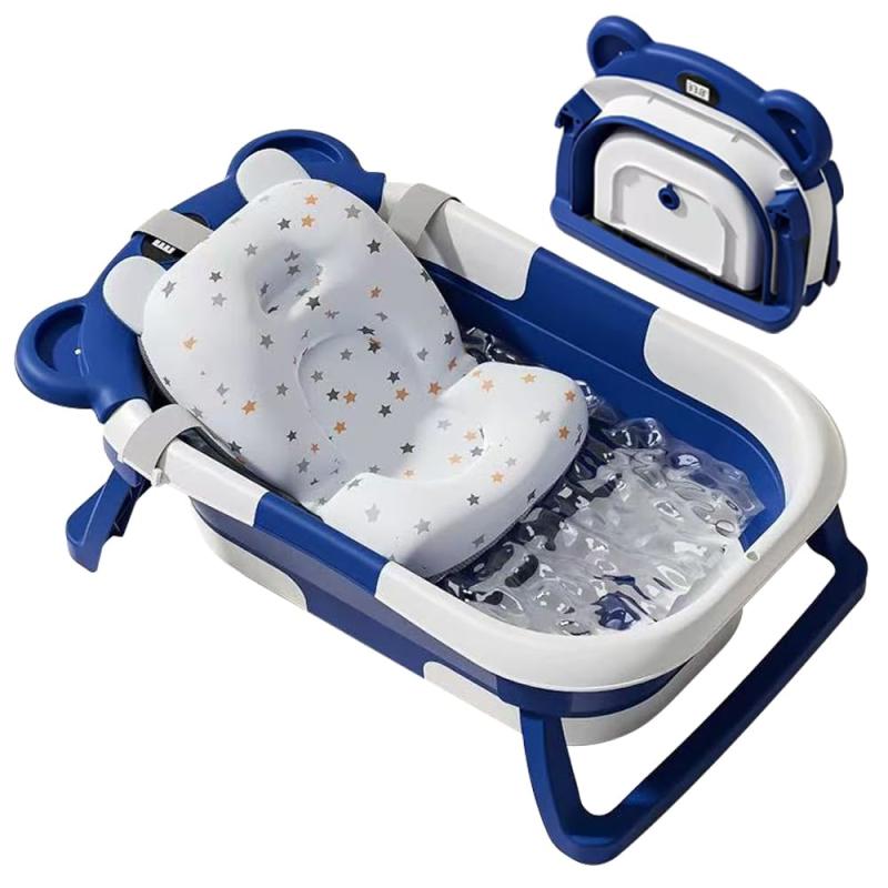 ベビーバス 折りたたみ クッションセット 湯温計付き 収納便利 赤ちゃん お風呂 沐浴 バスチェア バス..