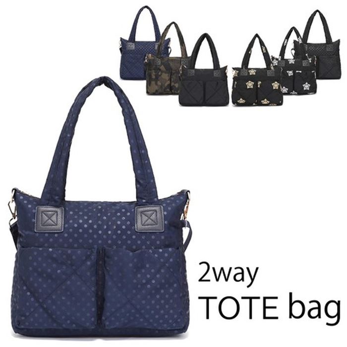 2wayナイロンキルティングトート...