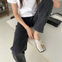 ミュール フラット サンダル ローヒール クロス デザインサンダル スクエアトゥ フラットサンダル レディース スリッパ 黒 白