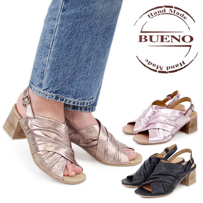 本革サンダル太めヒールチャンキーヒ...