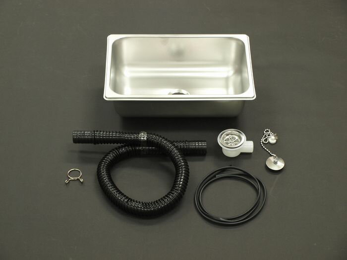 角型ステンレスミニシンクセット〇排水栓／ホース80cm付 【寸法：縦約316mm×横約206mmX高さ約105mm】 ..