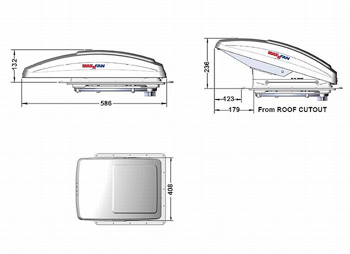 インターナショナルモデルMAXXAIR製マックスファンデラックス(リモコン付）ホワイトモデル 400x400の穴あけ寸法品　代引後払い注文不可※車両装着前に作動確認を!! 3