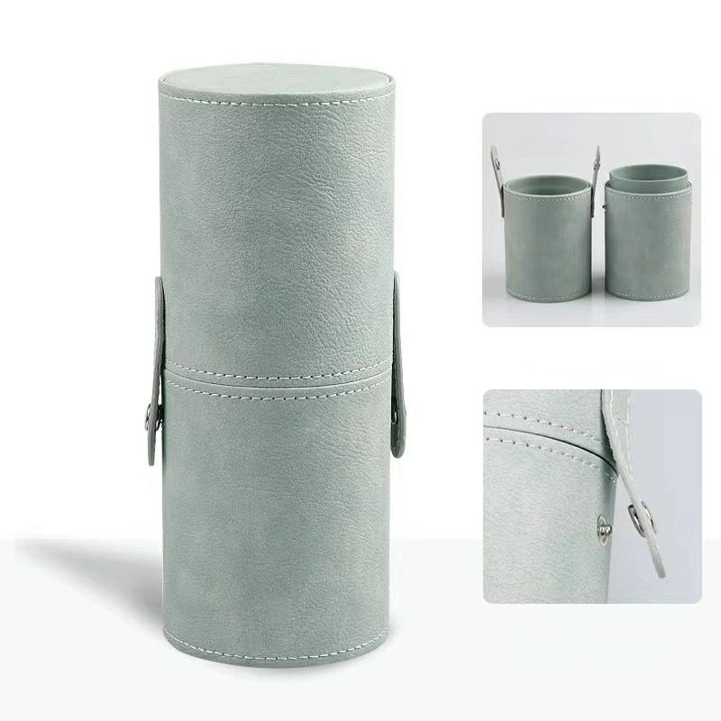 メイクブラシ収納ケース メイクブラシ立て 撥水 防塵 お洒落 ポータブル 化粧筆箱 18本収納可 コスメブラシ収納 メイクブラシケース PUレザー 筒型 出張 旅行 ホワイト パープル ブラック ベージュ ピンク ブルー グリーン ワインレッド