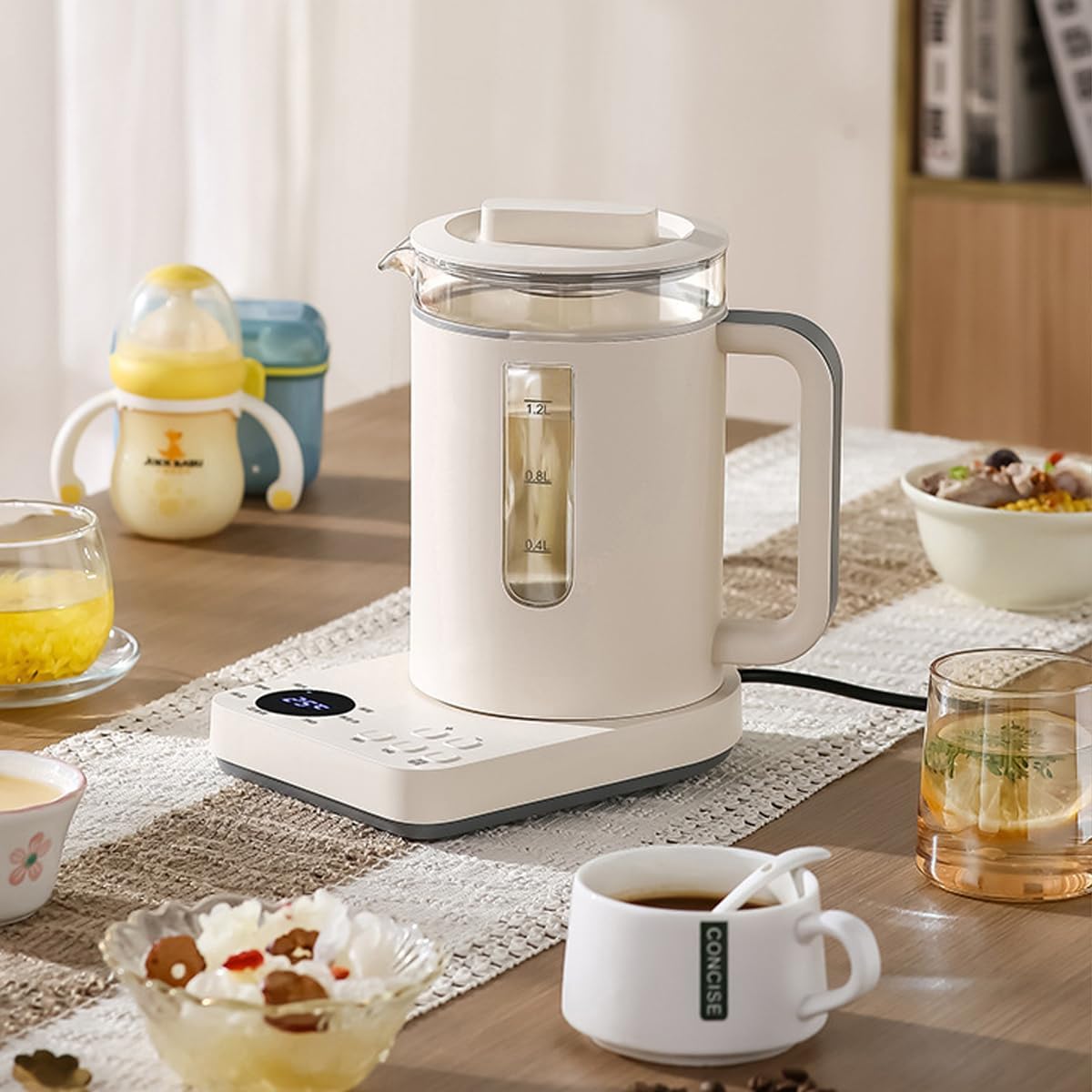 恒温調乳ポット 電気ケトル 温度調節 記憶機能 保温機能付き 24H予約 1.2L 静音 透明耐熱ガラス ケトル 触れても熱くない 湯沸かし器 急速沸騰 一人暮らし 多機能ボトルウォーマー 授乳グッズ 空焚き防止 茶漉し コーヒー/紅茶/粉ミルク/お湯