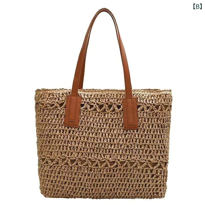 【送料無料】レディース バッグ 普段使い フレンチ エスニック カジュアル ストロー 大容量 織 脇下 トート(4.0)
