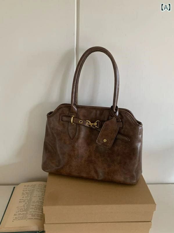 Rakuten - 【送料無料】レディース バッグ 普段使い レトロ ブリーフ ケース 大容量 テクスチャ シンプル ポータブル ショルダートート