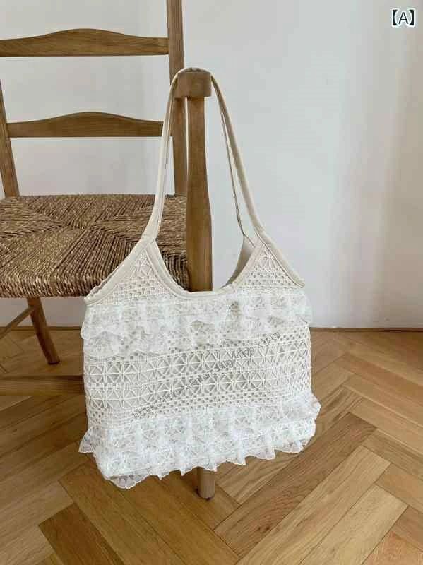 【送料無料】レディース バッグ 普段使い 夏 レジャー 休暇 フェアリー レース メッシュ トート 脇下 シングルショルダー大容量 通勤