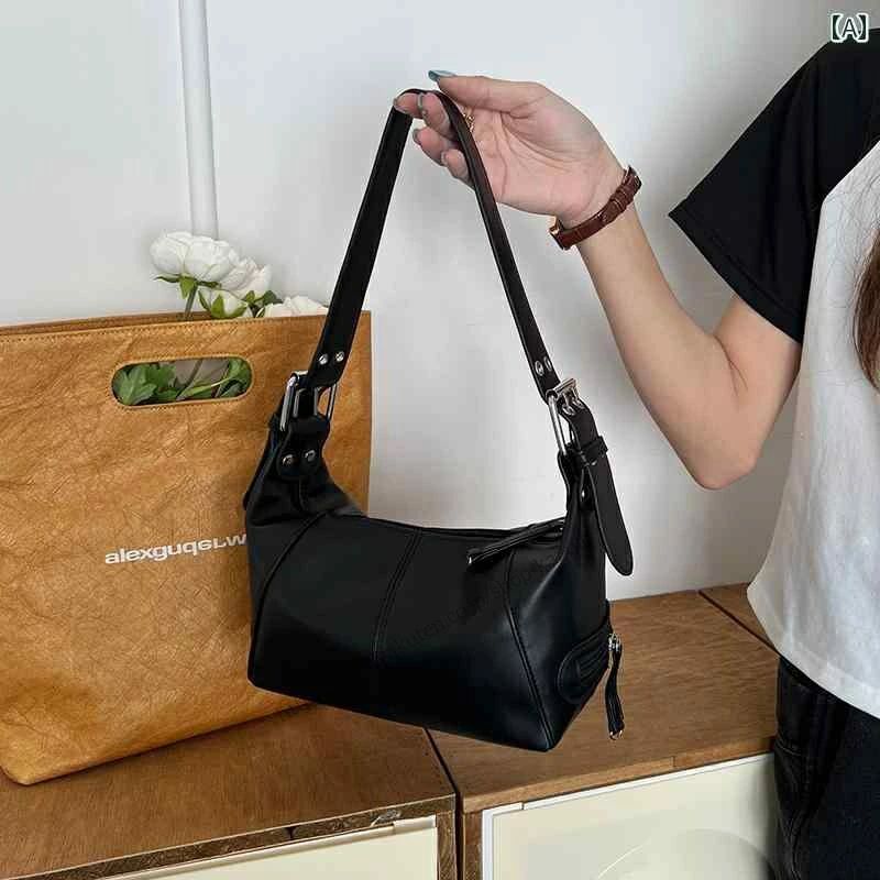 乐天商城 - 【送料無料】レディース バッグ 普段使い クール ガール レザー ジッパー ショルダー ポータブル 脇下 レトロ