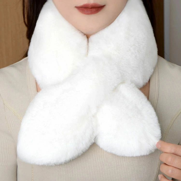【送料無料】レディース フェイクファー 通勤 マフラー ファー ティペット 防寒 エコファー スヌード 無地 マフラー 白