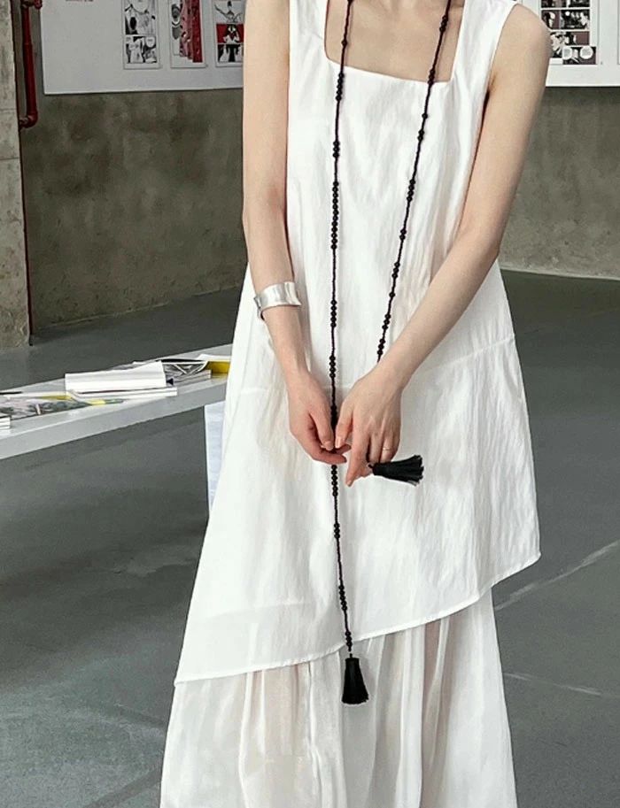 ワンピース 夏 レディース ノースリーブワンピース キャミワンピース ロング丈 レイヤード風 切替 フレア きれいめ お洒落 透け感 高級感 体型カバー 着痩せ シンプル スッキリ カジュアル オフィス 通勤 OL ロングワンピ 送料無料 ゆったり 美シルエット デイリー