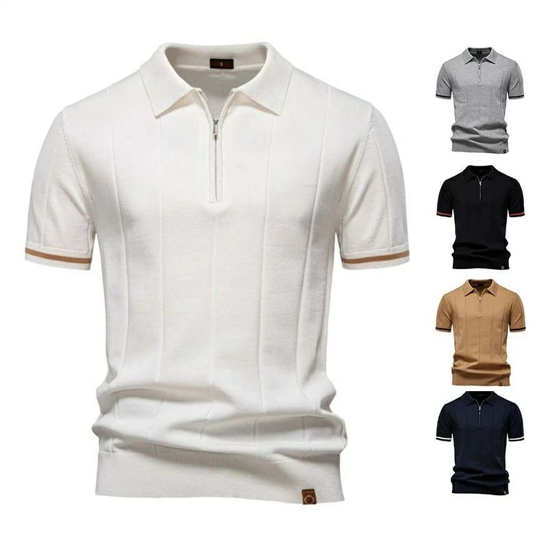 Rakuten - ゴルフTシャツ ハーフジップ 半袖 ポロシャツ メンズ ジップアップポロシャツ Tシャツ カットソー ゴルフウェア UVカット トップス スポーツシャツ ハーフジップ半袖シャツ ランニング ウェア カジュアル シャツ 配色切替 夏用 作業服 作業着 父の日