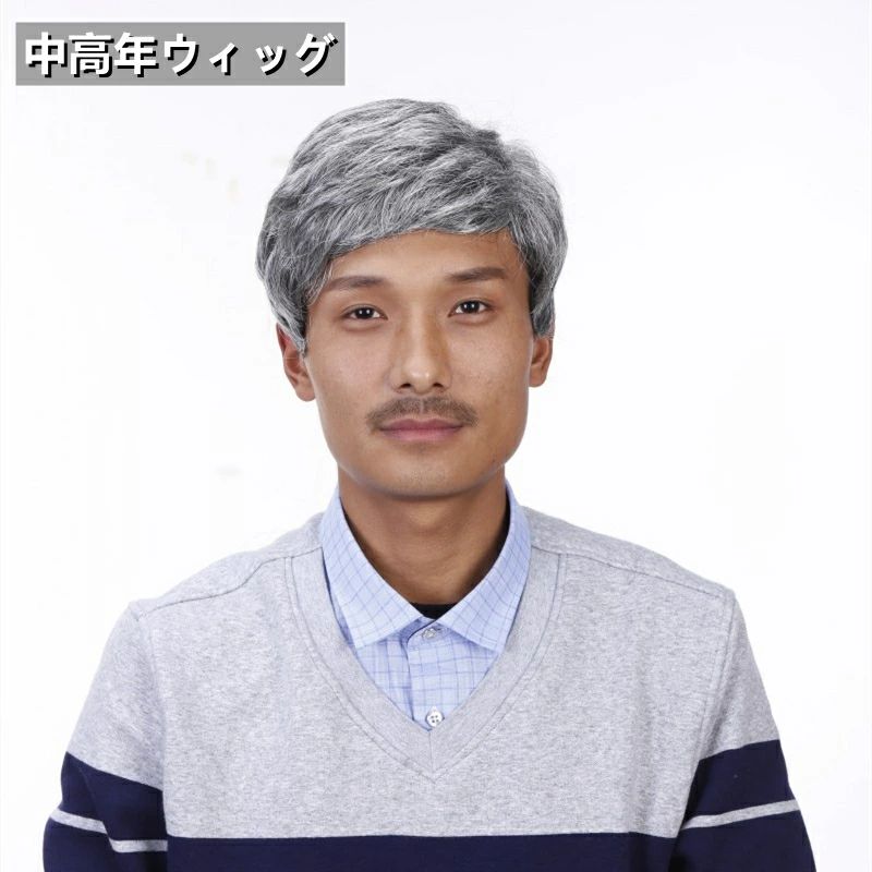 ウィッグ メンズ かつら ショート 白髪 銀髪 短髪 お父さん 男性用ウィッグ 紳士 フルウィッグ 中高年ウィッグ wig ふわふわ 中高年 父 通気性 ナチュラル ウィッグ 自然 変装 フリーサイズ メンズウィッグ お年寄り用(4)