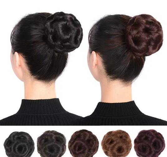 お団子ウィッグ 白髪 エクステ つけ毛 ヘアピース フラダンス おだんご ヘアー 和装 浴衣 着物 結婚式 成人式 卒業式 和服にピッタリな髪型に ブラック ブラウン