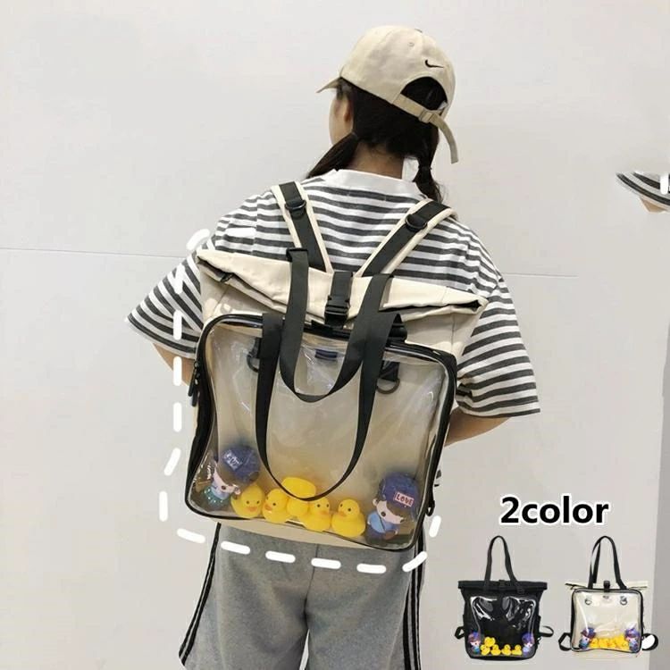 乐天商城 - 痛バッグ ショルダーバッグ 透明バッグ リュック トート 痛バ リュック 痛リュック 推しバック ブラック 黒 ホワイト ぬいぐるみ かわいい 人気 シンプル 普段使い イベント 見せバッグ 通勤 通学 学生鞄 学生バッグ 学生かばん