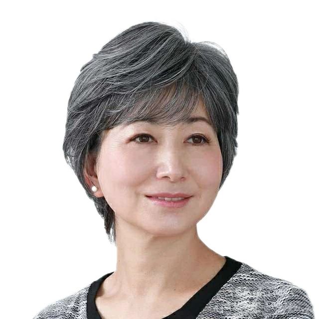 中高年フルウィッグ 大きめ グレイヘア ミセス レディース ショートヘア かつら 白髪 自然 パーマ ふんわり ボブ 斜め前髪 軽量 快適 おしゃれ グレイヘア 大きめサイズ