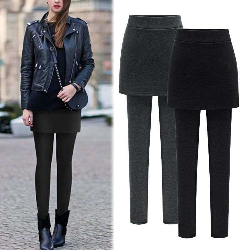 【送料無料】スカート付き レギンス 裏起毛 タイトスカート ボトムス スパッツ スカッツ レディース 大人可愛い 秋 冬 あったか 無地 体型カバー ストレッチ 大きいサイズ ミモレ丈 フレア ファッション 裏起毛/普通 春 2タイプ 防寒対策