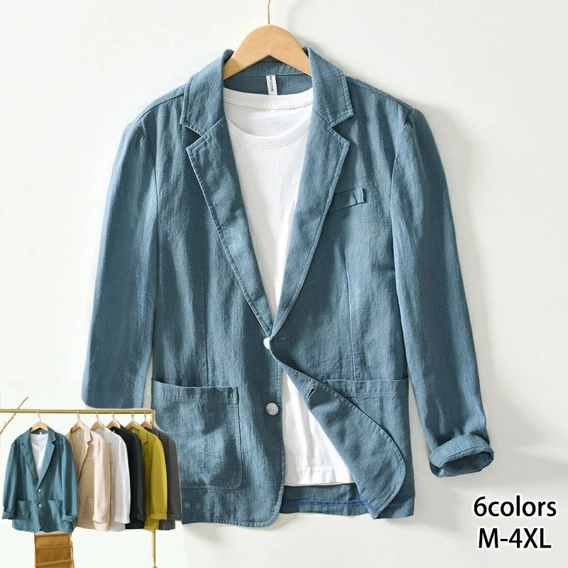 Rakuten - 麻ジャケット メンズ 春夏用 テーラードジャケット サマージャケット 綿 麻 ジャケット リネンジャケット ビジネス 吸汗速乾 春 夏 ライトアウター スーツジャケット ブレザー リネン 麻 天然 涼しい キレイめ 紳士 父の日 大きいサイズ カジュアル