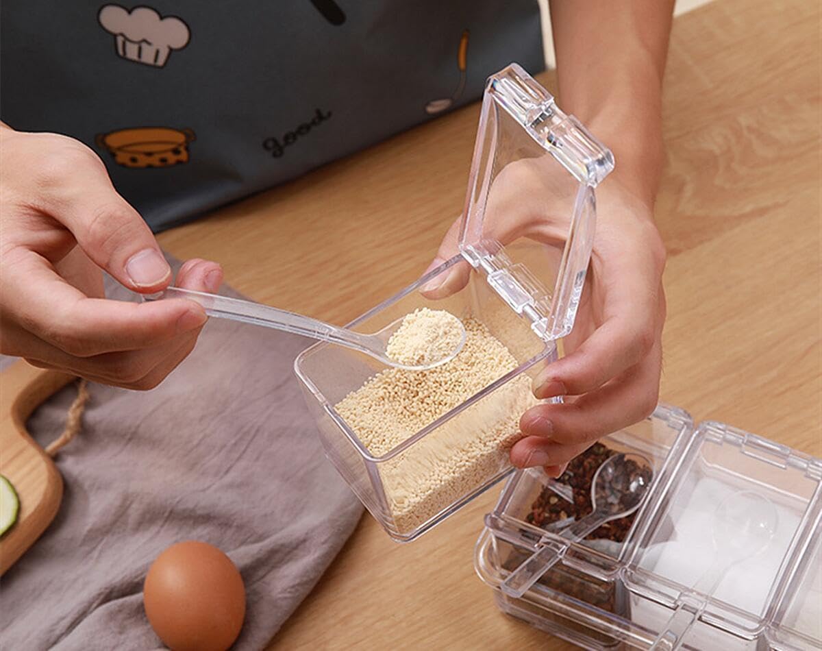 Rakuten - 調味料入れ 調味料ラック 調味料ポット スパイスボトル 調味料缶 分類 保存容器 おしゃれ 塩 コショウ 砂糖入れ スプーン付き