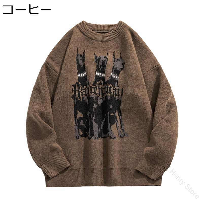 犬柄 男女兼用 トップス プルオーバー あったかい 柔らか かっこいい レディース メンズ 丸首 ファッション クリスマス 新年 プレゼント 通勤通学 おおきいサイズ 冬服 秋春 快適素材で暖かくおしゃれに着こなせる人気デザインの長袖セーター
