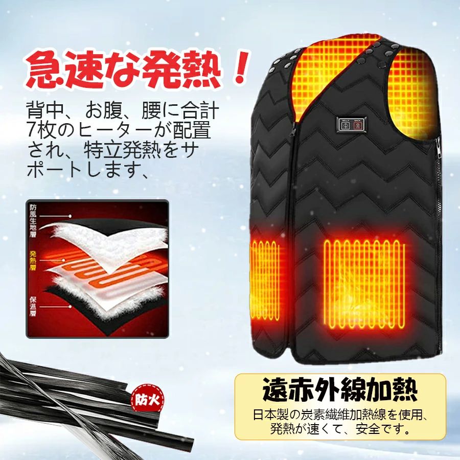加熱 ベスト 電熱 ベスト usb 電熱 ジャ...の紹介画像3
