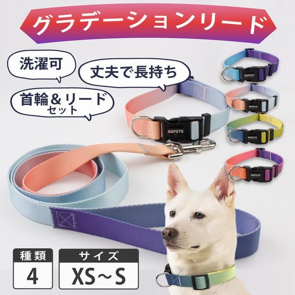リード セット リード 中大型犬 犬 散歩用 かわいい グラデーション 中型犬 犬 おしゃれ かわいい ブランド 痛くない 猫 可愛い (M、Lサイズ) 2