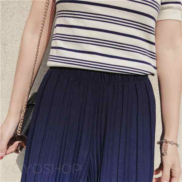 レディース ウエストゴム プリーツ ボトムス カジュアル ストレッチ 大きいサイズ ゆったり ひんやり 春夏 仕事 旅行 ロング 大人