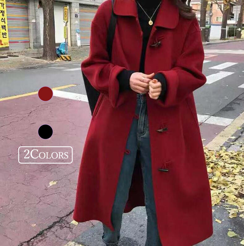 Rakuten - ダッフルコート トグル ウール 110cm丈 ロング丈 たっぷり アウター 通学 大学生 ビジネス リクルート カジュアル 無地 きれいめ 秋冬