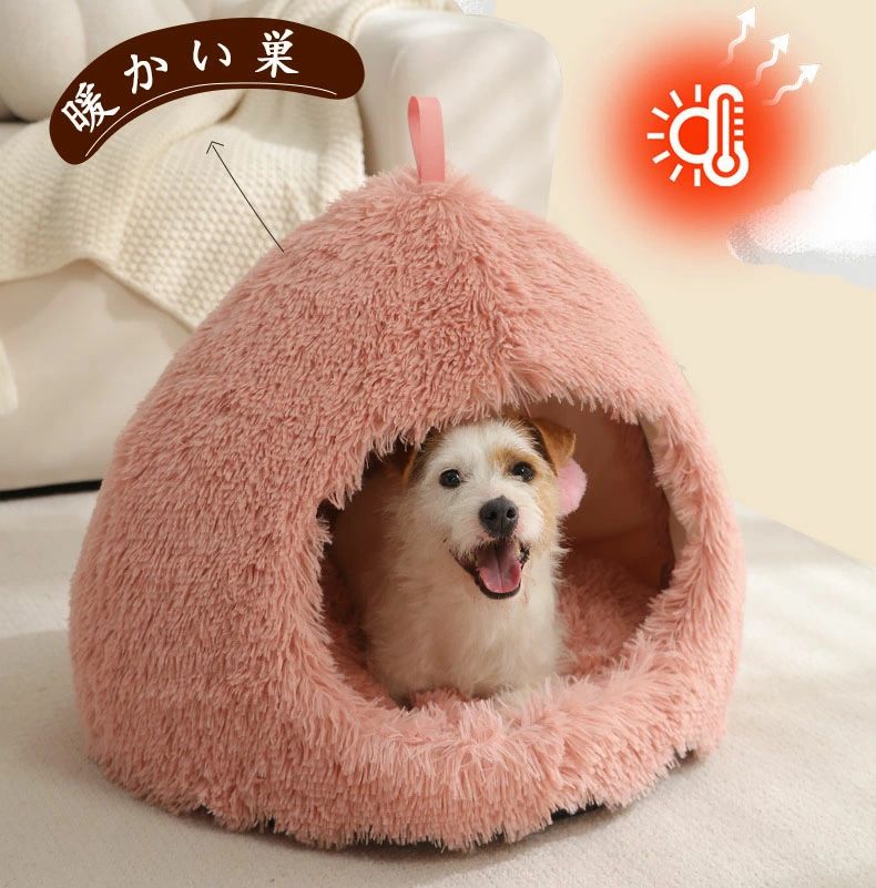 ペットベッド キャットハウス ドーム型 暖かい ペット用寝袋 キャットハウス ドーム型 暖かい ふわふわ..