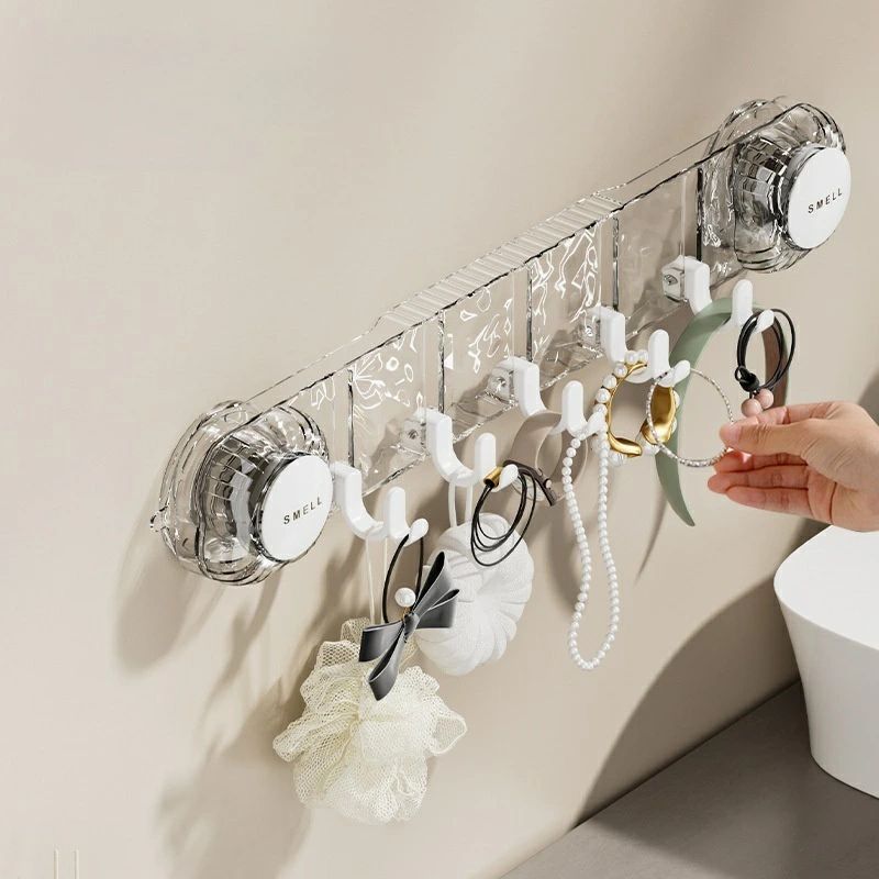 回転吸盤無跡フック、波形列フックの釘不要の取り付け、パンチのない強力なフック、バスルームのドアの..