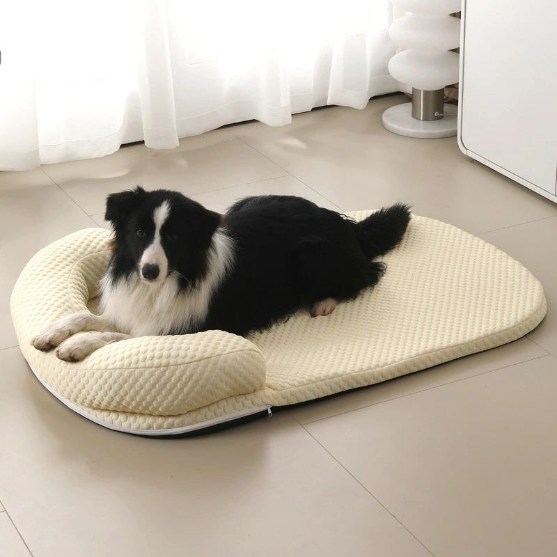 ペットベッド 犬用 春夏 枕付きマット 洗える マカロン色 最大150X100CM 50KGまで対応 滑り止め ひんやりマット ペット 接触冷感素材 猫 子犬 小型犬 中型犬 大型犬に適用 犬用クッション 長方形 夏用 軽量 速乾 ペットベッド クッション ペットマット 5色
