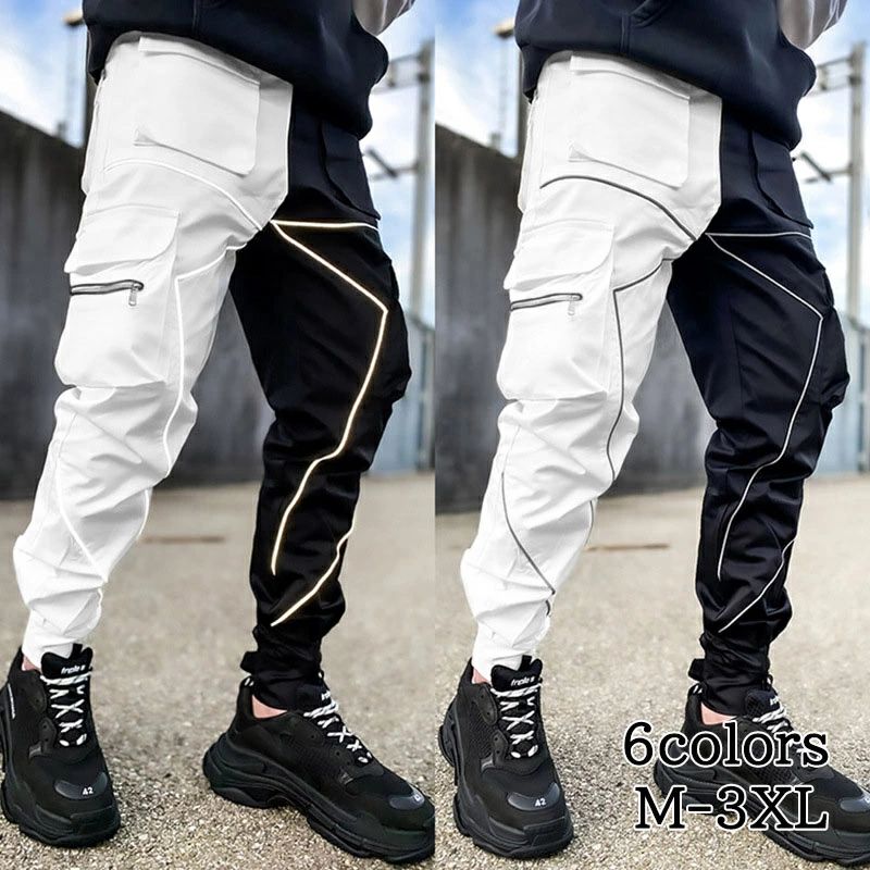 Rakuten - カーゴパンツ ミリタリーパンツ 光反射加工 ジョガーパンツ 軍パン ヒップホップ ストリート サバゲー ストリート カジュアルパンツ 裾絞り可能　ポケット多数