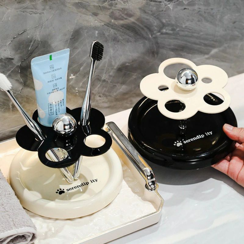 セラミックスの歯ブラシスタンド、洗面台、電働歯ブラシの歯磨き粉の収納、高品質の生活、防水や湿気、優雅な設計、安定していて、揺れないで、美しくて実用的です。