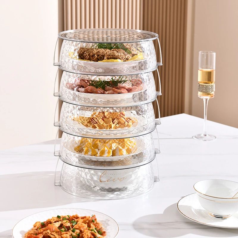 PET保温野菜カバー家庭用です、透明カバーで重ねられるデザインです、残り物と残飯保温神器です、虫よ..