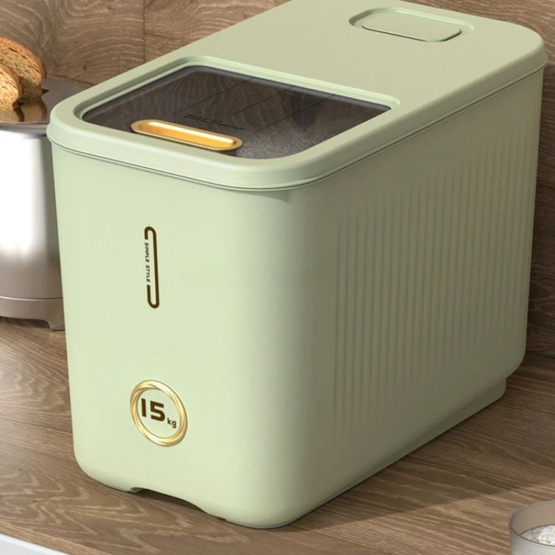 家庭用米バケツ、厚手の米瓶、米と小麦粉の収納ボックス、大容量の米収納バケツ、防湿・防虫、密閉・鮮度保持、厚手の素材、透明な覗き窓、キッチン収納用品、家族の食品収納に欠かせない、あらゆる穀物に万能