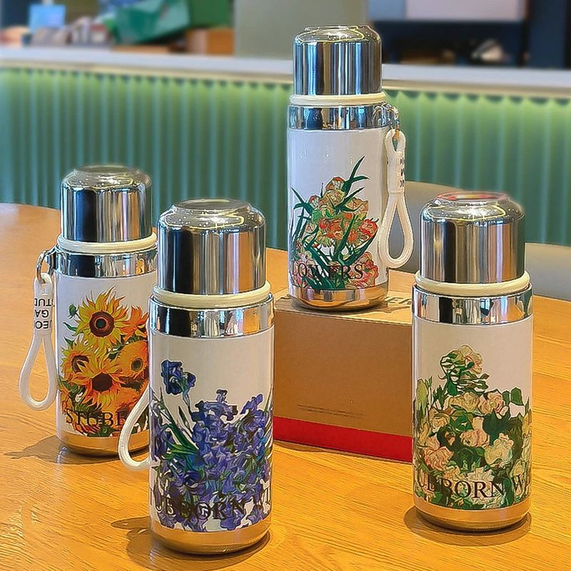 大容量の油絵魔法瓶、316ステンレス製魔法瓶、高価値魔法瓶、レトロな油絵魔法瓶、漏れ防止ポータブル..