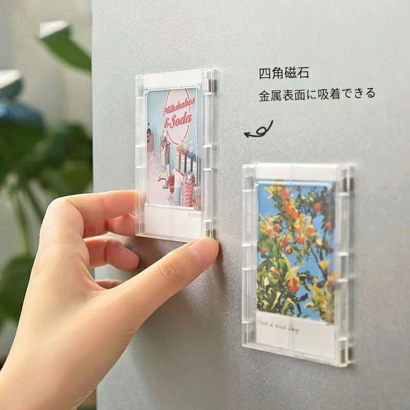 Rakuten - 磁気吸引力 創造性 記念品 冷蔵庫用 写真フレーム おしゃれ ギフト 写真立て mini3フォトフレーム 小型カードディスプレイスタンド フォトフレーム マグネットフレーム