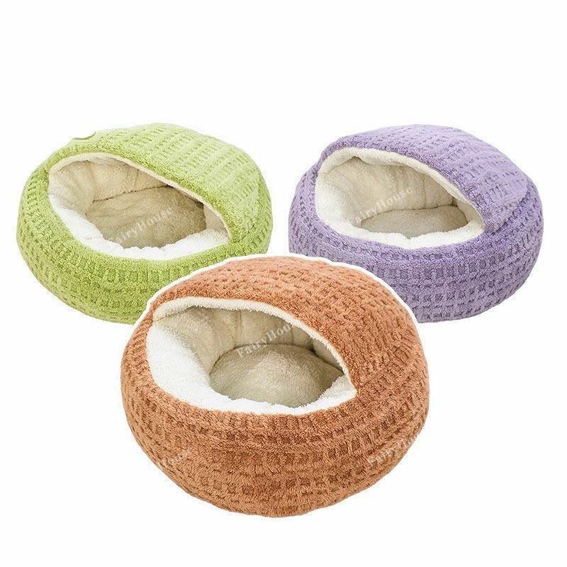 Rakuten - ペットベッド 冬 猫布団 ドーム型 犬布団 50cm ふとん 防寒 猫 犬猫ベッド もこもこ 40cm 小型犬 保温 滑り止め 柔らかい 猫用ハウス 布団 60cm