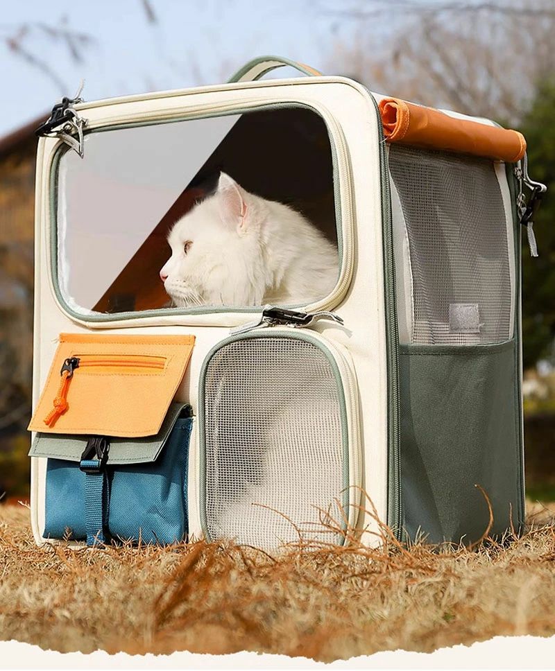 猫 防災 猫用 45L大容量27X37X42cm リュック 猫 通院 ペットキャリー 避難用最適 きゃりーバッグ 窓付..