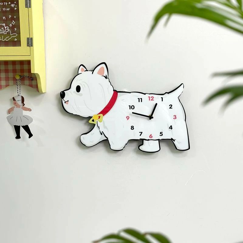 犬 子供 小学 新生活 キュート いぬ 子供部屋 左右に揺れる 犬モビールクロック プレゼント シンプル 小屋 新築祝い おしゃれ 壁掛け時計 静音 掛け時計 クリスマス 28*40cm インテリア 西部高地 爪 幼稚園 かわいい [2]
