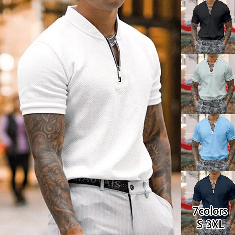 カジュアルシャツ メンズ 40代 50代 ファッション メンズファッション 夏 30代 ジップ かっこいいシャツ ジッパー おしゃれ ポロシャツ 半袖シャツ ハーフジップ カジュアル ジップ 立ち襟 襟 メンズポロシャツ かっこいいポロシャツ スタンドカラー 立て 半袖