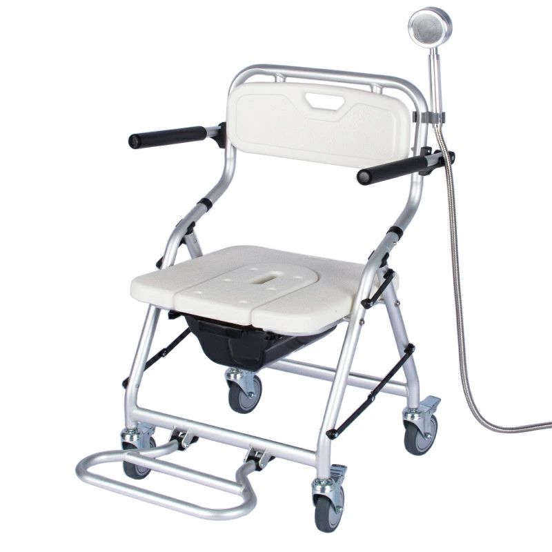 軽量 トイレ U型シート シャワーフック付き キャスタ