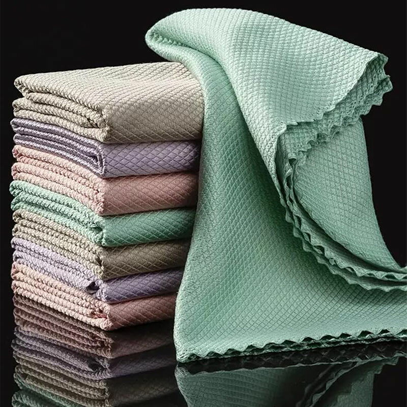 鏡拭き 2枚セット 水垢取り 吸収性、糸くずの出ない、汚れのないタオル 掃除用品 マイクロファイバータ..