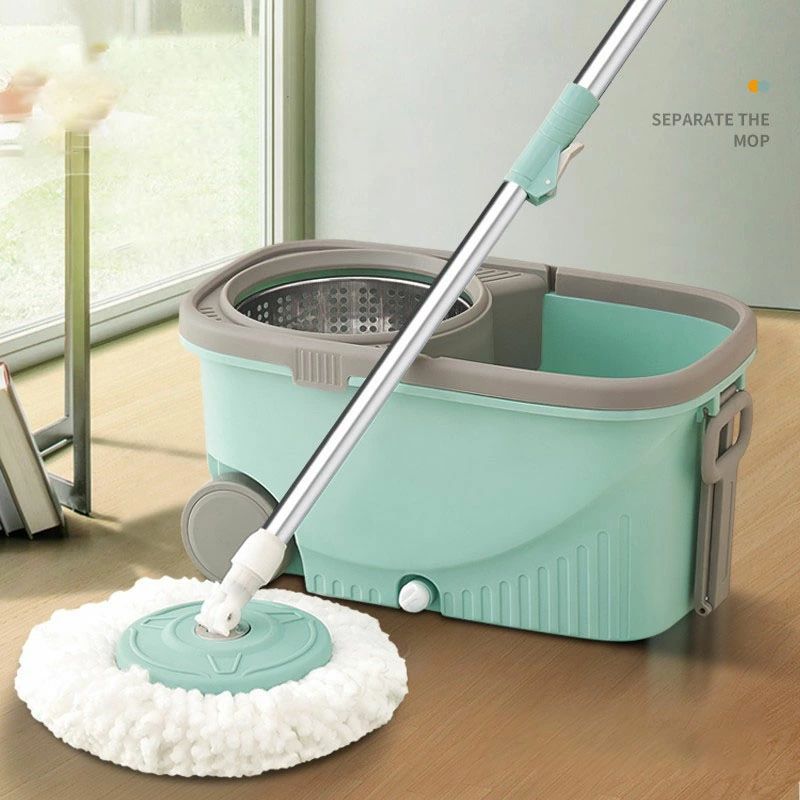 フロアモップ 取替2枚付 バケツモップ 水拭き 床掃除 モップセット フローリング ワイパー モップセット バケツ付き 洗浄 脱水 乾拭き 水拭き 掃除 軽量 床に優しい 長さ調節 専門バケツ付き 組立簡単