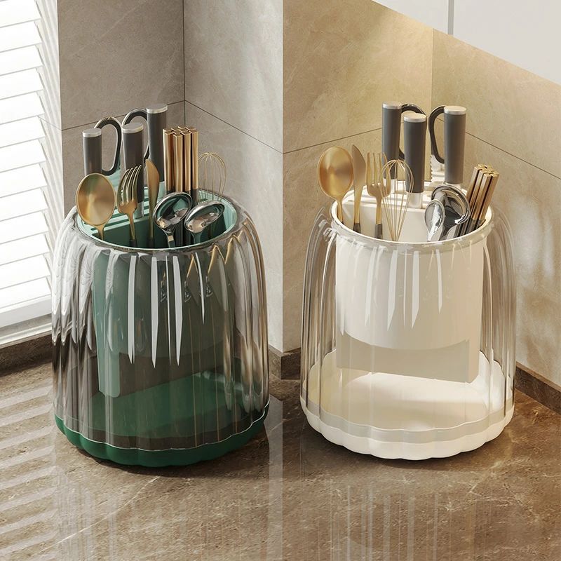 360度回転する軽量高級キッチンナイフラック、多機能ナイフ、箸、スプーン収納ラック、キッチンカウン..